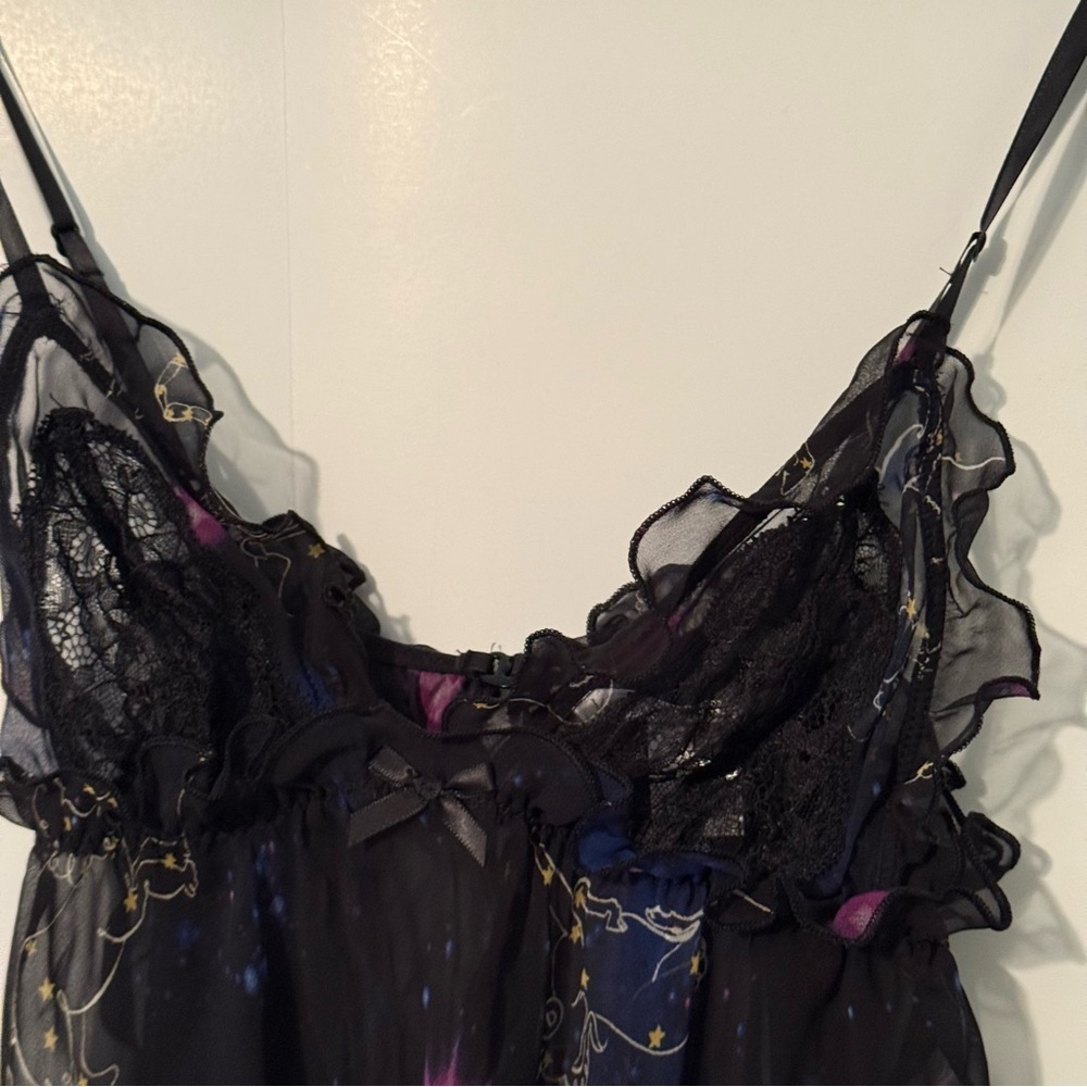 Victoria's Secret Black and Purple Sheer Lingerie baby doll camisole fairy lace - Picture 3 of 7